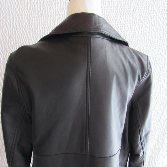 Y2K Lamb Leather Sleek Black Jacket Womens 7/8 S Patchwork Design Express - Picture 16 of 16